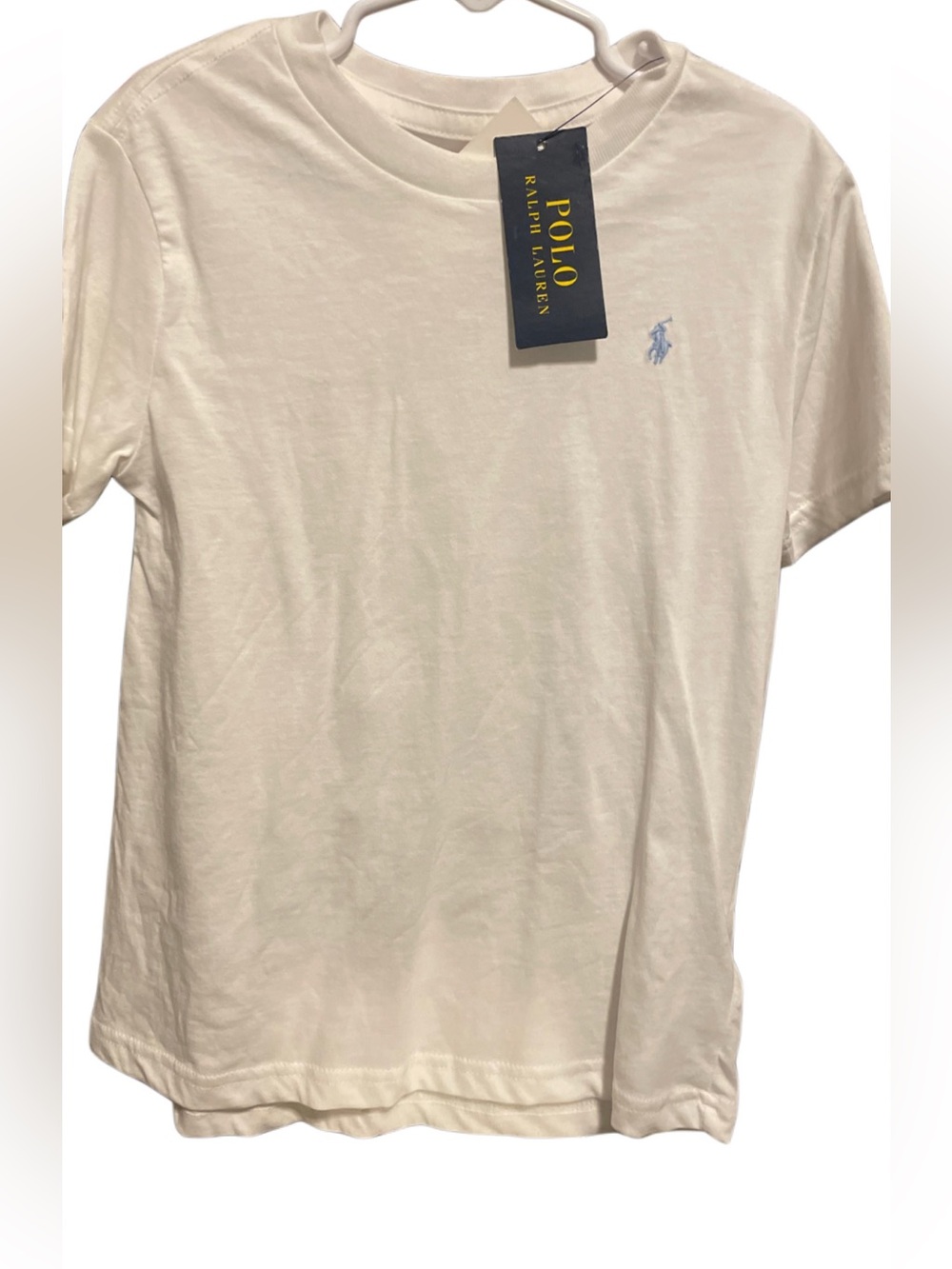 Polo Ralph Lauren Classic Crewneck T-Shirt in White with Light Blue Pony Sz 6